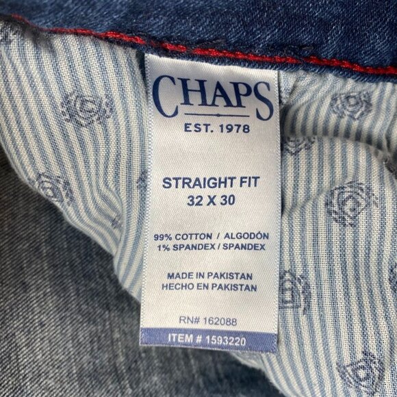Chaps Men Jeans Size 32x30 Straight Fit Classic Blue Denim Casual Cotton Stretch - Picture 10 of 16